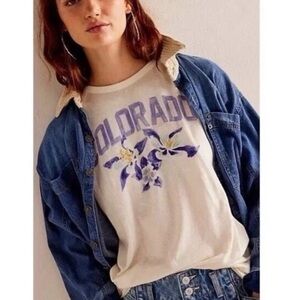Free People We The Free Colorado State Flower Short Sleeve Graphic Tee NEW small